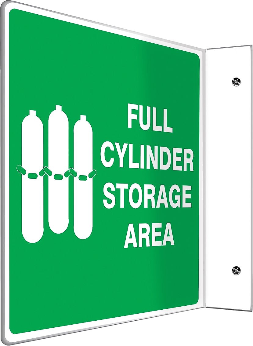 Accuform Full Cylinder Storage Area Projection Sign, White/Green, 8"H x 8"W (PSP754)
