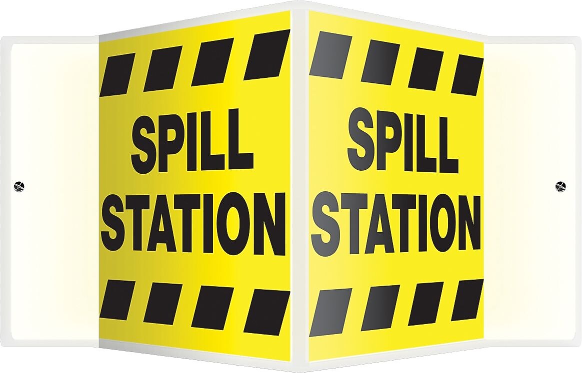 Accuform Spill Station Projection Sign, Black/Yellow, 8"H x 12"W (PSP757)