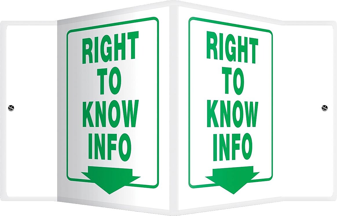Accuform Right To Know Info Projection Sign, Green/White, 6"H x 5"W (PSP371)