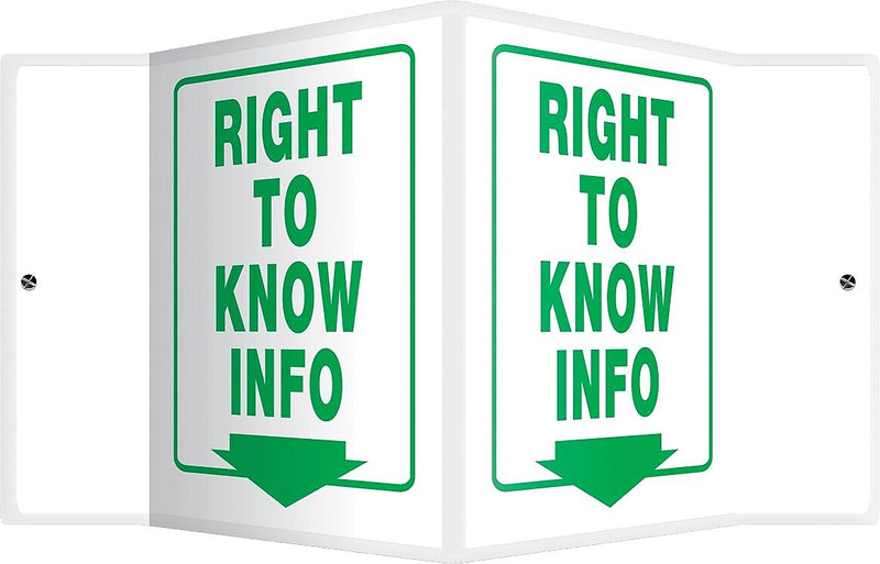 Accuform Right To Know Info Projection Sign, Green/White, 6"H x 5"W (PSP371)