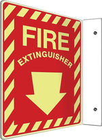 Accuform Fire Extinguisher Projection Sign, Yellow/Red, 12"H x 9"W (PSP407)
