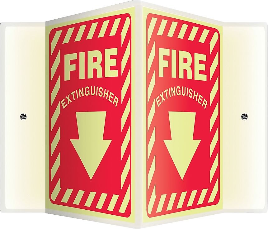 Accuform Signs® Fire Extinguisher Projection Sign, Yellow/Red, 12"H x 9"W, 1/Pack (PSP343)