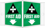 Accuform First Aid Projection Sign, 6"H x 5"W, White/Black/Green (PSP636)