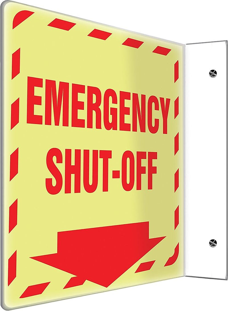 Accuform Emergency Shut-Off Projection Sign, Red, 8"H x 8"W (PSP919)