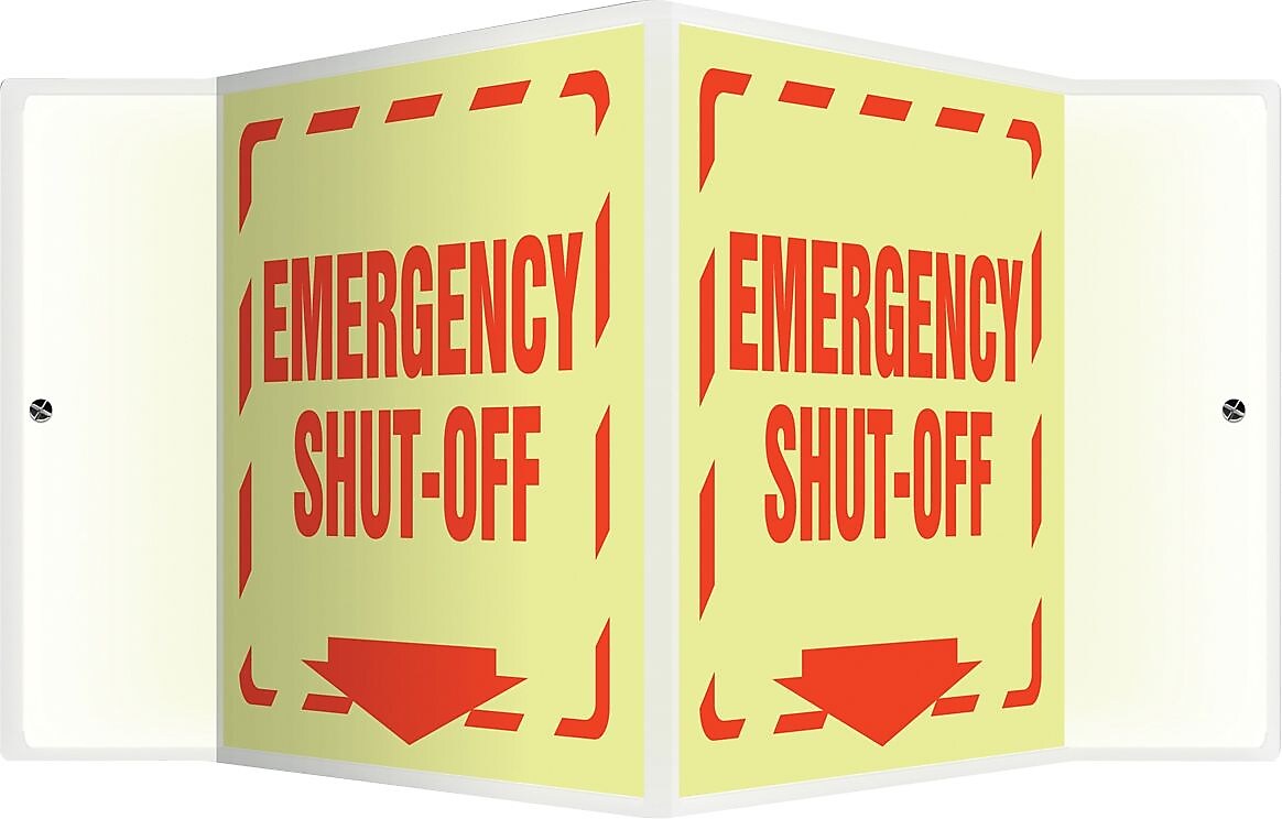 Accuform Emergency Shut-Off Projection Sign, Red, 6"H x 5"W (PSP808)