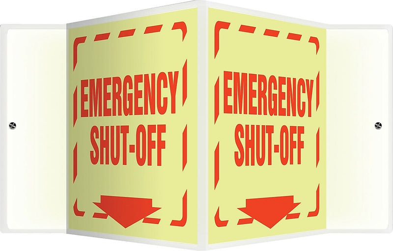 Accuform Emergency Shut-Off Projection Sign, Red, 6"H x 5"W (PSP808)