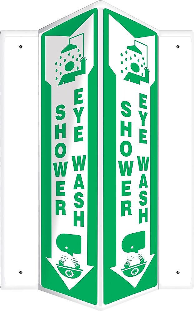 Accuform Shower Eye Wash Projection Sign, Green/White, 18"H x 4"W (PSP389)