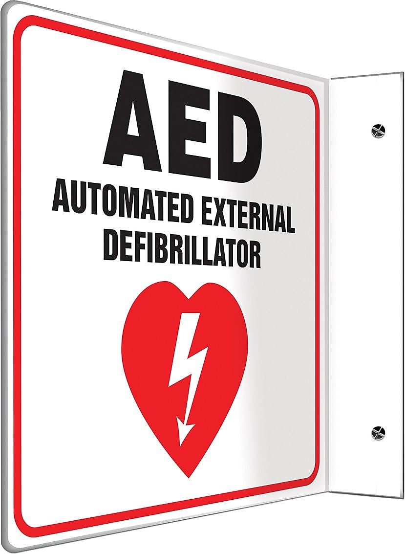 Accuform AED Projection Sign, Black/Red/White8"H x 8"W (PSP721)