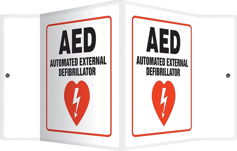 Accuform AED Automated External Defibrillator Projection Sign, Red/Black/White, 6"H x 5"W (PSP610)