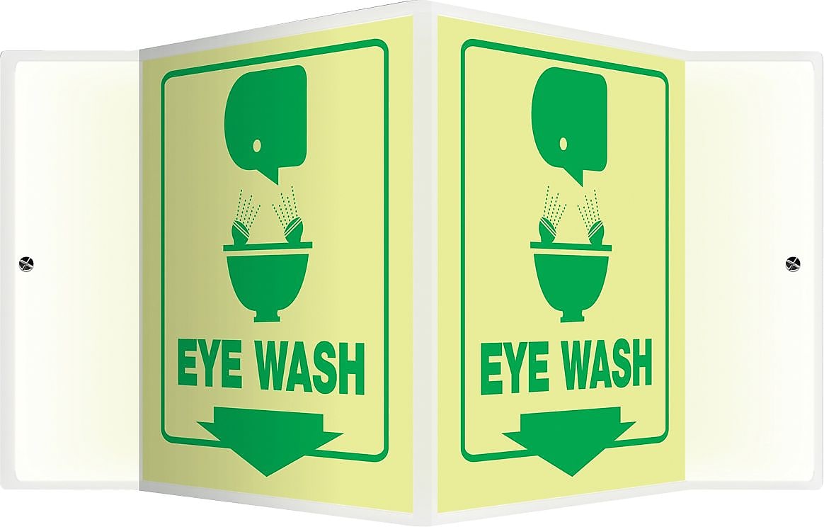Accuform Signs® Eye Wash Projection Sign, Green/Yellow, 6"H x 5"W, 1/Pack
