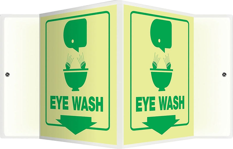 Accuform Signs® Eye Wash Projection Sign, Green/Yellow, 6"H x 5"W, 1/Pack