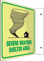 Accuform Severe Weather Shelter Area Projection Sign, Black/Green, 8"H x 8"W (PSP463)
