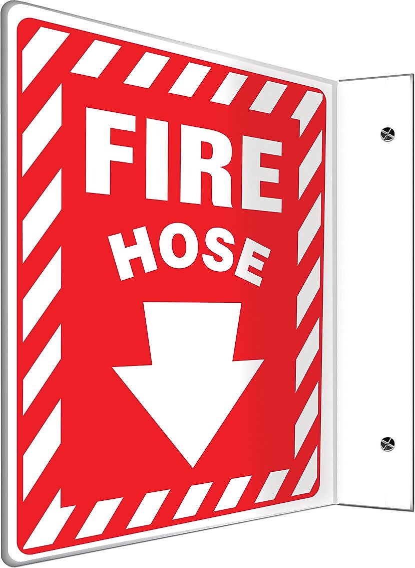 Accuform Fire Hose Projection Sign, White/Red, 12"H x 9"W (PSP408)