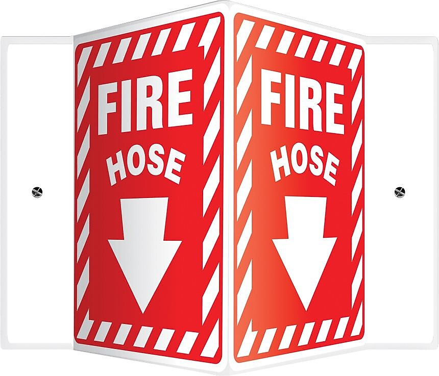 Accuform Fire Hose Projection Sign, White/Red, 12"H x 9"W (PSP316)
