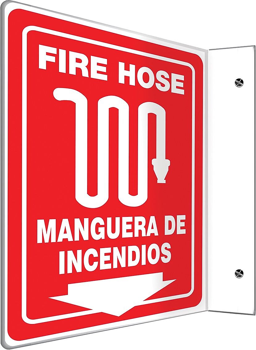 Accuform Signs® Fire Hose Projection Sign, White/Red, 12"H x 9"W, 1/Pack (SBPSP445)