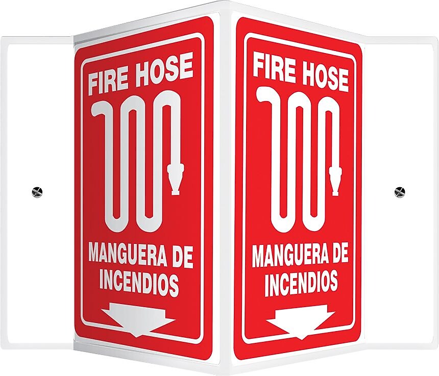 Accuform Fire Hose Projection Sign, White/Red, 12"H x 9"W (SBPSP394)