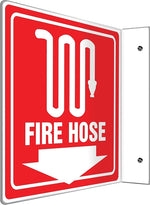 Accuform Signs® Fire Hose Projection Sign, White/Red, 8"H x 8"W, 1/Pack