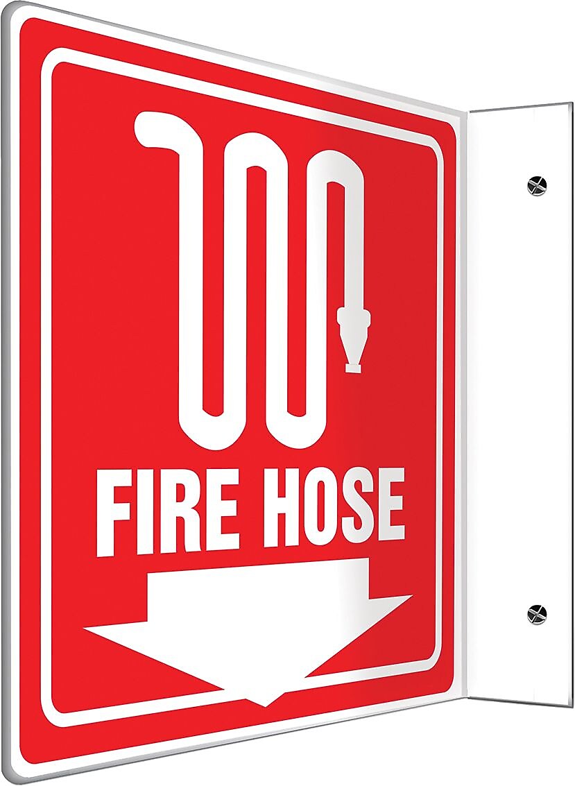 Accuform Signs® Fire Hose Projection Sign, White/Red, 8"H x 8"W, 1/Pack