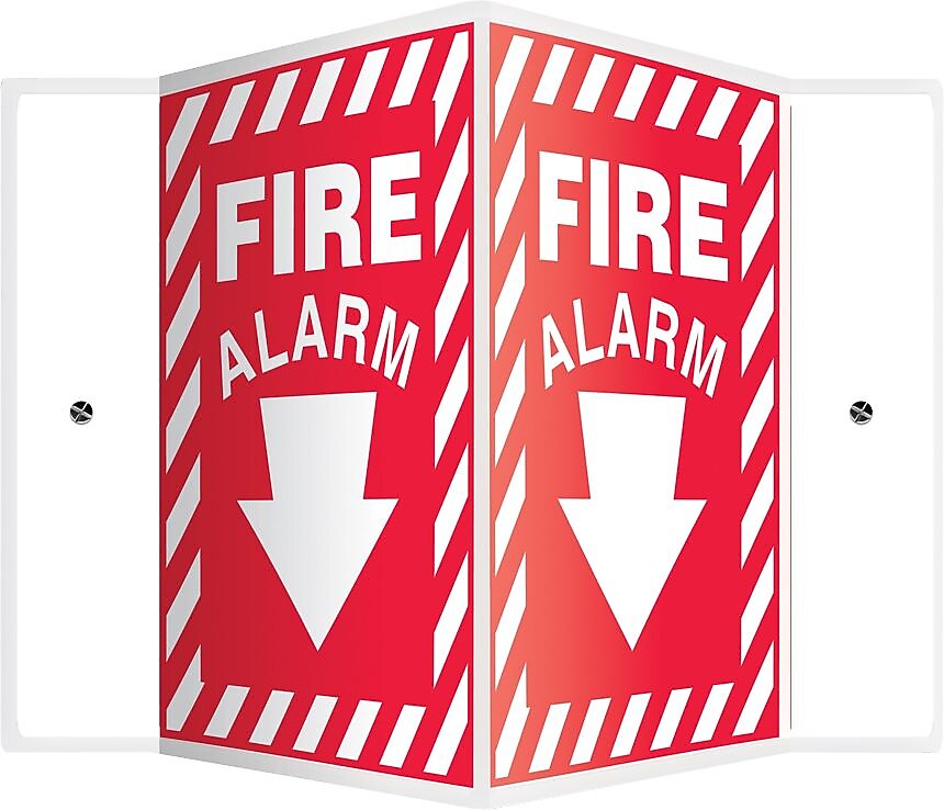 Accuform Fire Alarm Projection Sign, White/Red, 12"H x 9"W (PSP324) (PSP324)