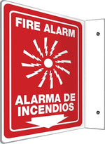 Accuform Fire Alarm/Alarma De Incendios Projection Sign, White/Red, 12"H x 9"W (SBPSP440)