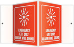 Accuform Emergency Exit Only Alarm Will Sound Projection Sign, White/Red, 6"H x 5"W (PSP109)