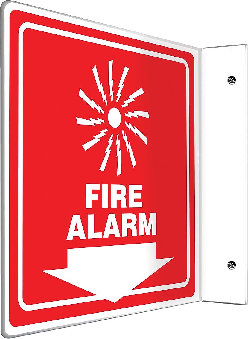 Accuform Fire Alarm Projection Sign, White/Red, 8"H x 8"W (PSP730)