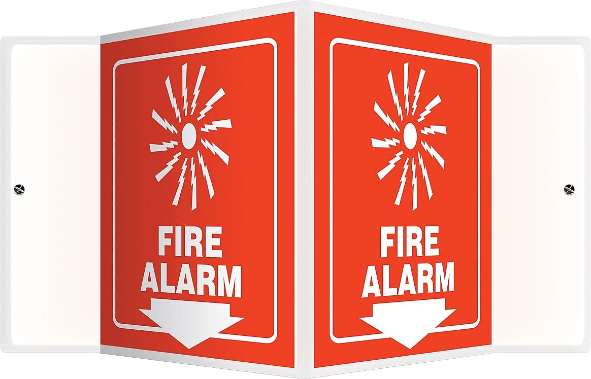 Accuform Fire Alarm Projection Sign, White/Red, 6"H x 5"W (PSP620)