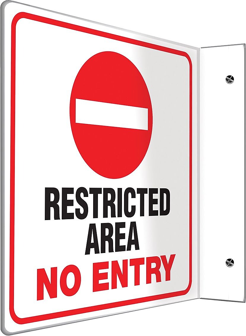 Accuform Restricted Area No Entry Projection Sign, Red/Black/White, 8"H x 8"W (PSP235)