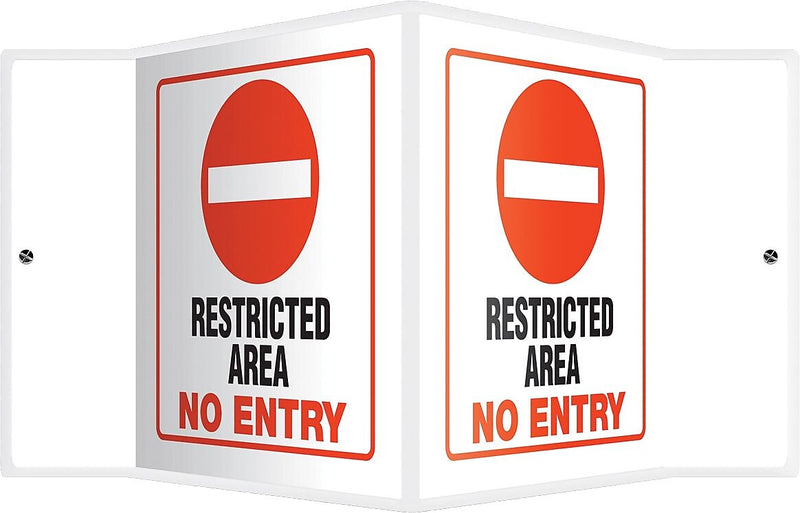 Accuform Restricted Area No Entry Projection Sign, Red/Black/White, 6"H x 5"W (PSP124)