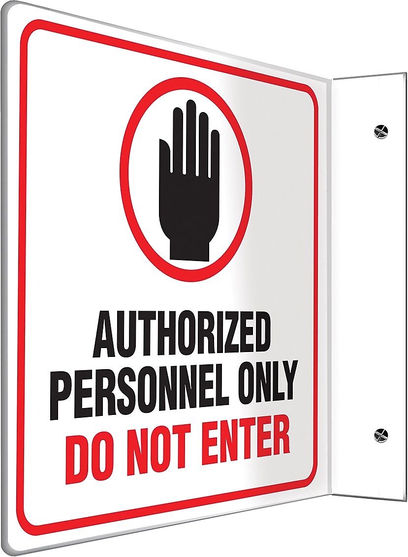 Accuform Authorized Personnel Only Do Not Enter Projection Sign, Black/Red/White, 8"H x 8"W (PSP231)