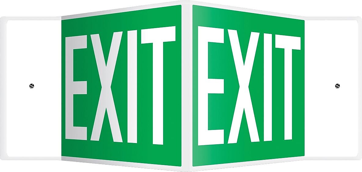 Accuform Exit Projection Sign, White/Green, 8"H x 12"W (PSP337) (PSP337)