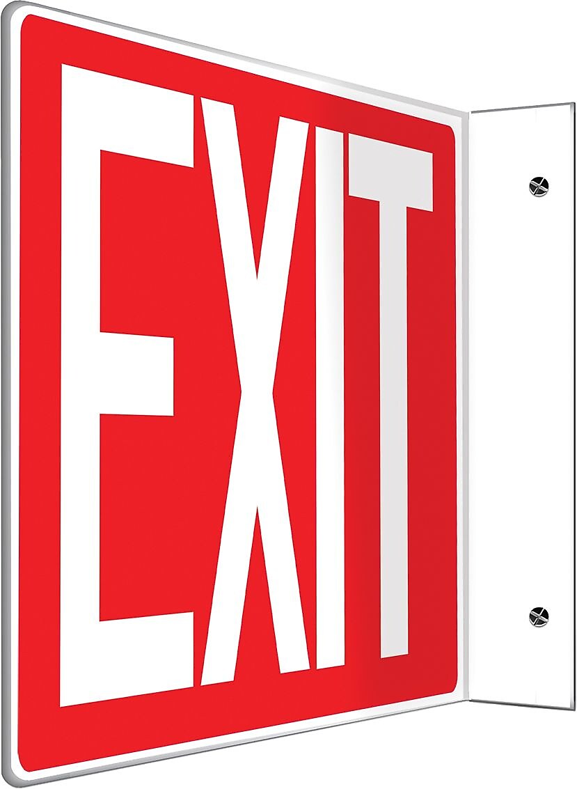 Accuform Exit Projection Sign, White/Red, 8"H x 12"W (PSP223) (PSP223)