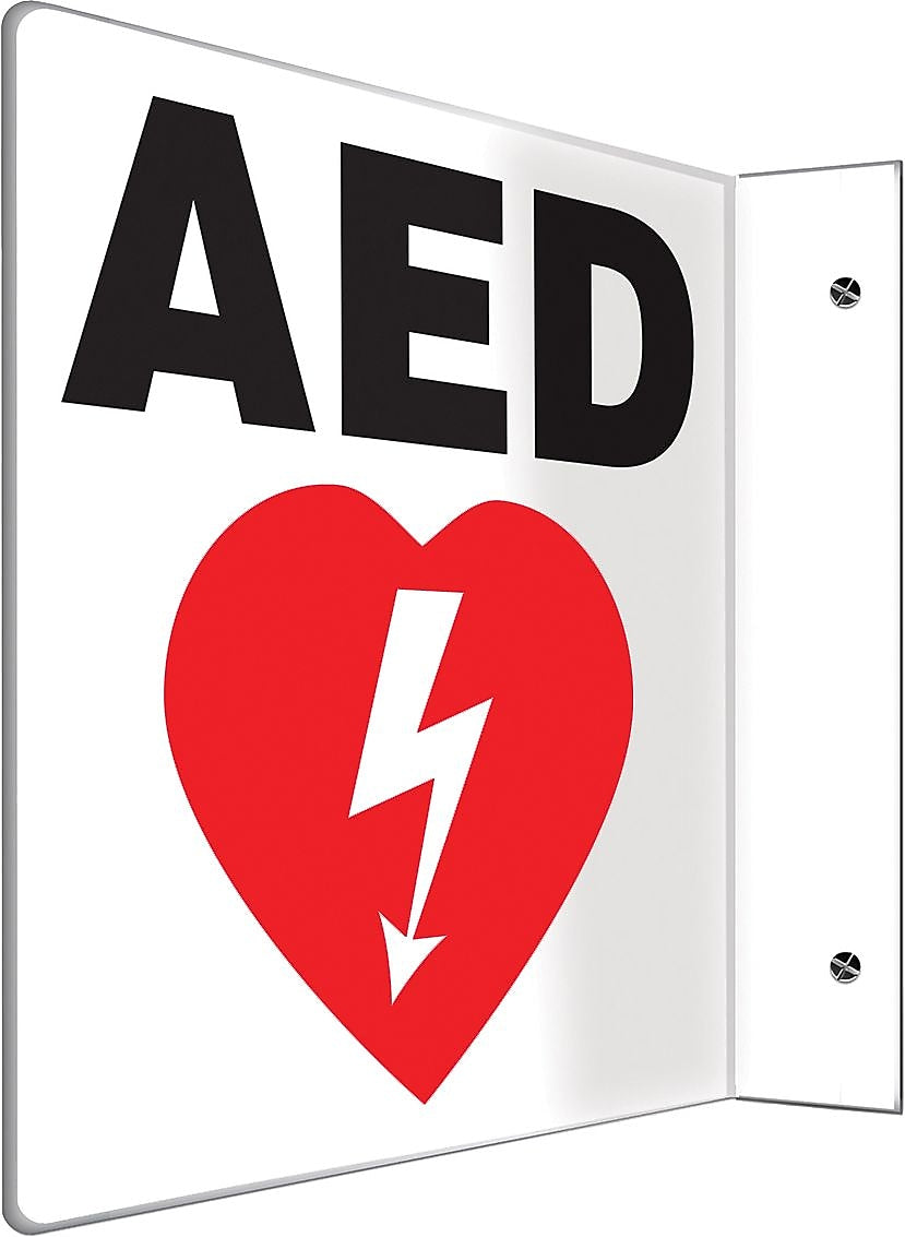 Accuform AED Projection Sign, Red/Black/White, 8"H x 8"W (PSP708)