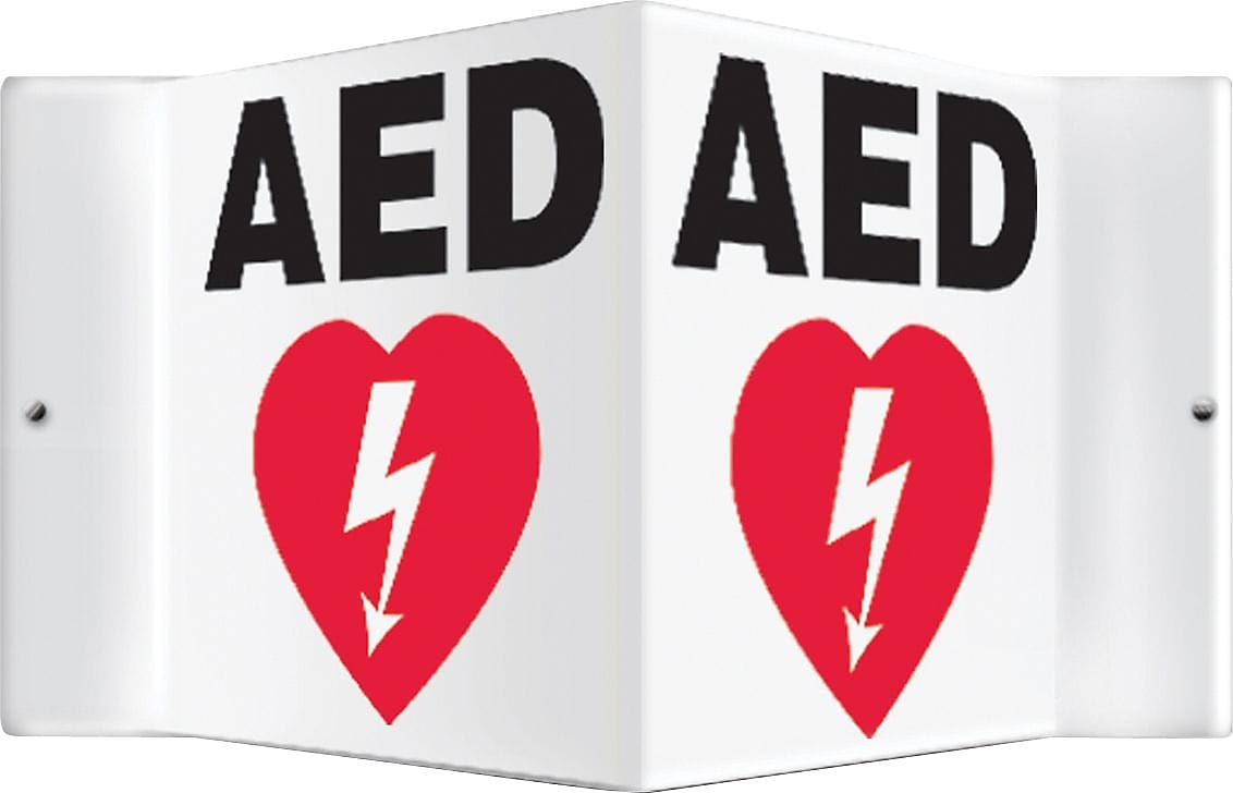 Accuform AED Projection Sign, Black/White, 6"H x 5"W (PSP609)