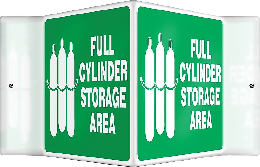 Accuform Full Cylinder Storage Area Projection Sign, White/Green, 6"H x 5"W (PSP454)
