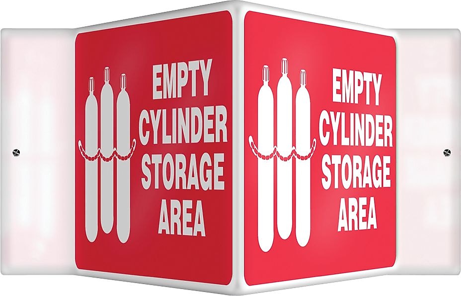 Accuform Full Cylinder Storage Area Projection Sign, White/Red, 6"H x 5"W (PSP458)