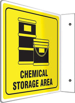 Accuform Chemical Storage Area Caution Projection Sign, Black/Yellow, 8"H x 8"W (PSP775)