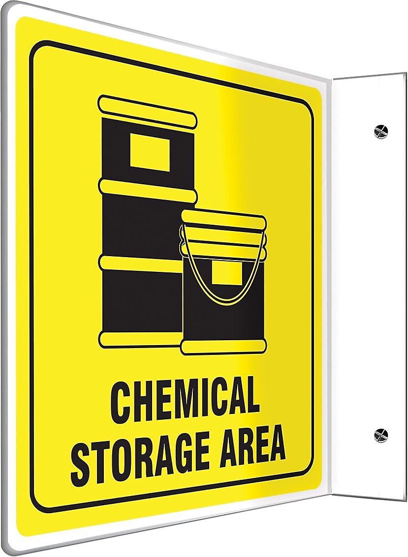 Accuform Chemical Storage Area Caution Projection Sign, Black/Yellow, 8"H x 8"W (PSP775)