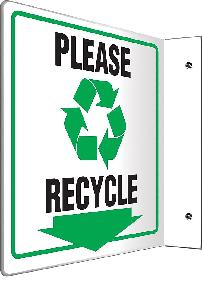 Accuform Signs® Please Recycle Projection Sign, Black/Green/White, 8"H x 12"W, 1/Pack (PSP499)