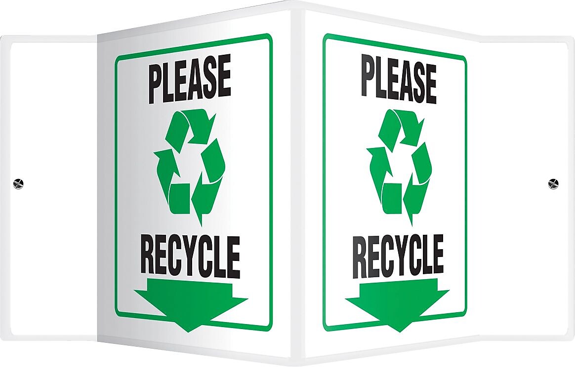 Accuform Please Recycle Projection Sign, Black/Green/White, 8"H x 12"W (PSP386)
