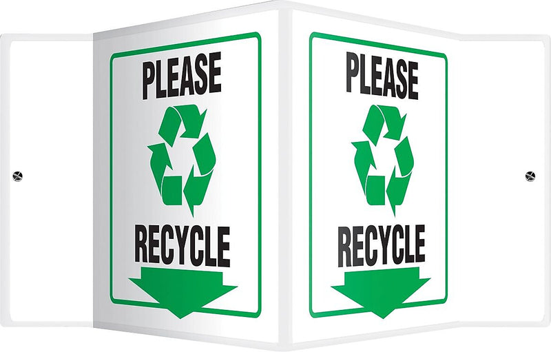 Accuform Please Recycle Projection Sign, Black/Green/White, 8"H x 12"W (PSP386)