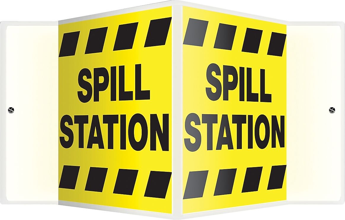 Accuform Spill Station Projection Sign, Black/Yellow, 6"H x 5"W (PSP379)