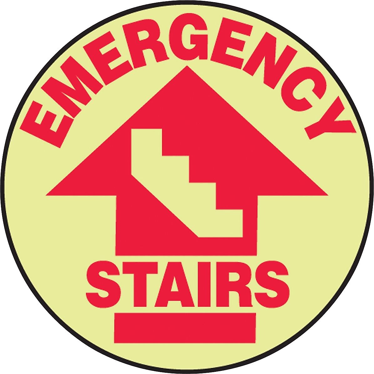 Accuform Signs® Slip-Gard™ EMERGENCY STAIRS Round Floor Sign, Red/White, 17"Dia., 1/Pack (MFS763)