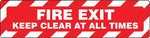 Accuform Slip-Gard FIRE EXIT KEEP CLEAR AT ALL TIMES Border Floor Sign, White/Red, 6" x 24" (PSR271)