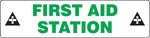 Accuform Slip-Gard FIRST AID STATION Border Floor Sign, Green/White, 6"H x 24"W (PSR269)