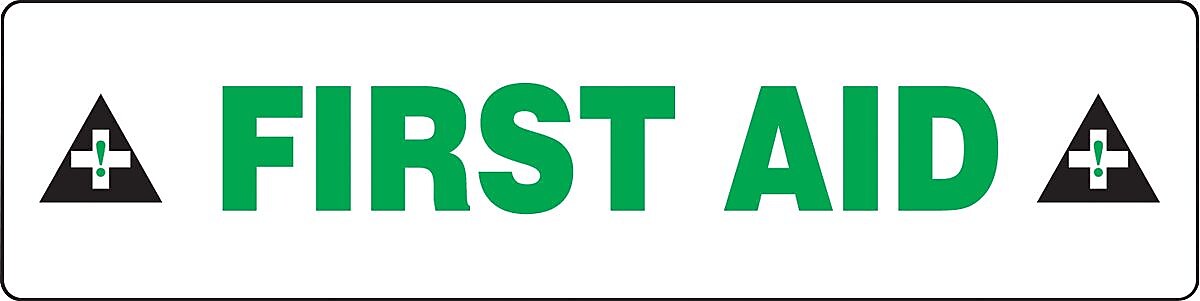 Accuform Signs® Slip-Gard™ FIRST AID Border Floor Sign, Green/White, 6"H x 24"W, 1/Pack