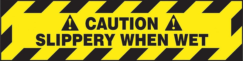 Accuform Signs® Slip-Gard™ CAUTION SLIPPERY WHEN WET Border Floor Sign, Black/Yellow, 6"H x 24"W