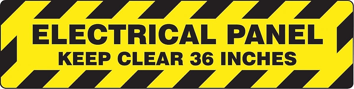 Accuform Slip-Gard ELECTRICAL PANEL KEEP CLEAR.. Border Floor Sign, Black/Yellow, 6"H x 24"W (PSR277)