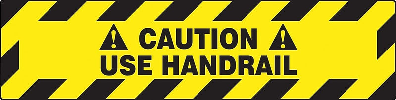 Accuform Signs® Slip-Gard™ CAUTION USE HANDRAIL Border Floor Sign, Black/Yellow, 6"H x 24"W, 1/Pack