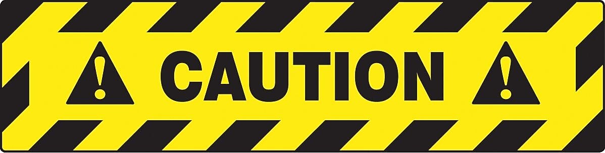 Accuform Slip-Gard CAUTION Border Floor Sign, Black/Yellow, 6"H x 24"W (PSR284)